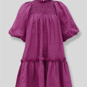 Sea New York Magenta Puff Sleeve Mini Dress